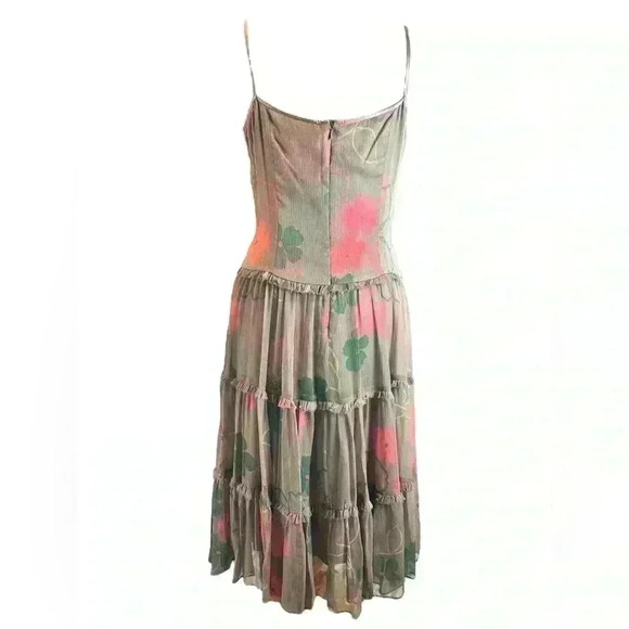 ADRIANNA 100% SILK TIERED SPAGHETTI DRESS Size 10 - Picture 3 of 12